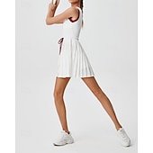 economico Abbigliamento Tennis da donna-Per donna Patchwork Abito da tennis Abito sportivo Senza Maniche Coulisse Pieghettato Traspirante Tennis Golf Pickleball Girocollo Tank Back Nero Rosso Verde Abbigliamento da tennis