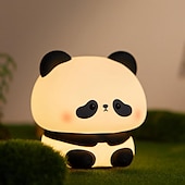 baratos Luzes decorativas-Luz noturna de silicone fofa com animais, lâmpada LED de silicone macia para crianças, luz noturna ideal para berçário, decoração divertida para quarto de meninos e meninas, luz suave e segura para