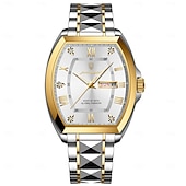 abordables Montres à quartz-Montre de luxe pour homme, lumineuse, étanche, avec date et semaine, en acier inoxydable, à la mode, originale, à quartz