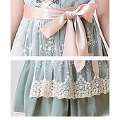 abordables Niños-Oktoberfest Encaje Vestidos Delantal Blusa con falda acampanada Mucama bávaro Alemán Munich prados Chica Carnaval Festival de Cerveza Paño de estilo tradicional