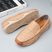 billiga Casual loafers-Vita herrloafers i konstläder med svart krokodilstruktur – eleganta och snygga slip-on-skor för semiformella evenemang, bröllop och avslappnade sammankomster