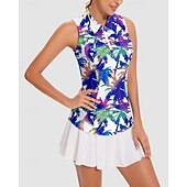 preiswerte Damenbluse-US Open Damen Tennis Shirt Ärmellos Druck UPF50+ Schnelltrocknend Tennis Golfspiel Outdoor-Übung Reißverschlusskragen T-Shirt Oberteil Blau Tennisbekleidung