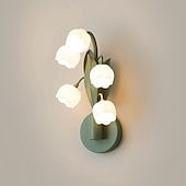 preiswerte Wandleuchten-5-flammige Maiglöckchen-Wandleuchte, grüne Glockenblumen-Wandleuchte mit Milchglasschirmen, Bauernhaus-Wandlampe für Schlafzimmer, Wohnzimmer, Flur