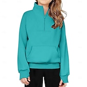 billiga Huvtröjor- och tröjor för flicka-Barn Flickor Tröja Ensfärgat Långärmad Vår Höst Dagligen Polyester Ledigt