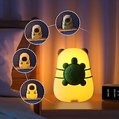 baratos Luzes decorativas-Luz noturna de silicone fofa com animais, lâmpada LED de silicone macia para crianças, luz noturna ideal para berçário, decoração divertida para quarto de meninos e meninas, luz suave e segura para
