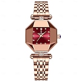 economico Orologi al quarzo-Orologio da polso al quarzo da donna, retrò, vintage, di lusso, con strass, impermeabile, in acciaio inossidabile.
