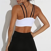 baratos Camisa Feminina-Mulheres Cor Sólida Sutiã de tênis Sutiã Esportivo Com Transparência Resistente ao Choque Pavio Humido Respirável Tênis Golfe Pickleball Halter pescoço Com Alças Finas Preto Branco + preto Verde
