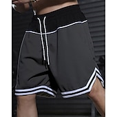 baratos Calções Estilo Casual-Homens calções atléticos Calção Shorts de basquete Bolsos Com Cordão Cintura elástica Riscas Conforto Respirável Curto Ao ar livre Esportes Clássico Casual Preto Vermelho