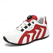 abordables Zapatillas Informales-Zapatillas deportivas blancas y rojas para hombre con cierre boa: de alto rendimiento, elegantes, ideales para correr, gimnasio y ropa informal.