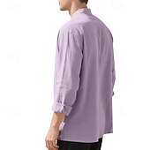 halpa miesten napillinen paita-Miesten Paita Kesä paita Rento paita Rantapaita Button Up paita Musta Valkoinen Purppura khaki Harmaa Pitkähihainen Kookospuu Nauhakaulus Loma Havaijilainen Painettu Vaatetus Polyesteri Muoti