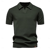 preiswerte Klassisches Poloshirt für Herren-Herren Polo Strick-Polopullover Geschäft Lässig V Ausschnitt Kurzarm Formell Einfarbig Texture Neuheit Sommer Ganzjahres Hellblau Schwarz Weiß Marineblau Armeegrün Dunkelgray Polo