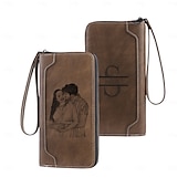 economico Per uomo-Portafoglio in pelle personalizzato con foto incisa, regalo perfetto per papà, testo personalizzato, festa del papà, compleanno, anniversario, regalo di Natale per lui, portafoglio in pelle personalizzato per uomo