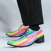abordables Zapatos Oxford-Zapatos oxford con cordones arcoíris para hombre: diseño metálico vibrante para cócteles y galas nocturnas.