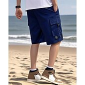 economico Vacanza-Per uomo Pantaloncini cargo Shorts Pantaloncini Estivi Coulisse Elastico in vita Multi-tasche Semplice Comodità Indossabile Lunghezza al ginocchio All&#039;aperto Sport Quotidiano Moda Casual Nero Blu