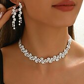 levne Sady šperků-Svatební šperky Soupravy 2 Umělé diamanty 1 x náhrdelník Náušnice Dámské Elegantní stylové Klasické Půvab Klasika láska Drahocenný Sada šperků Pro Svatební Dar