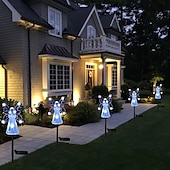 cheap Pathway Lights &amp; Lanterns-1/2 Pcs Solar Angel Lights Garden Pile Light LED Angel Solar Landscape Lawn Light for Cemetery Grave Memorial Gift Christmas Lawn Yard Walkway Landscape Decoration