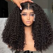 economico Parrucche lace front capelli veri-Parrucche con chiusura 5x5 in capelli umani remy brasiliani, parrucca frontale in pizzo 13x4 con riga centrale, parrucca in capelli umani ricci birmani