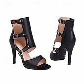 cheap Women&#039;s Sandals-Women&#039;s White Stiletto Heel Sandals with Cutout Design and Buckle Straps, Elegant Peep Toe High Heels for Parties, Evening Events, and Chic Night Out Looks