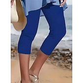  Damskie Spodnie capri Getry Urlop Moda Moda miejska Capris Wysoka talia Jednokolorowe Drukowanie Keep Warm Miękka Oddychający Elastyczny Codzienny Na zewnątrz Urlop Turkusowy Czarny Biały Fuksja Lato