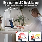 preiswerte Schreibtischlampen-LED-Schreibtischlampe mit Doppelkopf, dimmbare Touch-Steuerung und 5 Beleuchtungsmodi, zwei Schwenkarme, USB-Ladeanschlüsse, augenschonende Tischlampen für Klavier, Notenständer, Nägel, Zuhause &amp; Büro