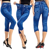 cheap Blue 3D Print-Women&#039;s Leggings Capri Pants 3D Print Chinos Vintage Streetwear Casual Calf-Length High Waist Plain Printing Comfy Soft Comfortable Stretchy Outdoor Street Black Red Blue Gray Summer Slim Fit