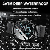 abordables Relojes mecánicos-Reloj de moda para hombre, cronógrafo de acero inoxidable, malla de cuarzo, reloj de pulsera para hombre, resistente al agua, luminoso, fecha, relojes deportivos para hombre.
