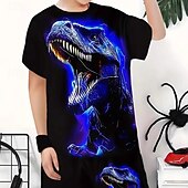 cheap Animais 3D do Menino-Boys 3D Dinosaur T-shirt &amp; Shorts Set Short Sleeve Summer Spring Sports Fashion Daily Kids 4-12 Years Crew Neck Outdoor Vacation Sports Tailored Fit