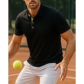 olcso Férfi ing-US Open Férfi Sportpóló POLO trikó Teniszing Tenisz póló Rövid ujjú Cipzár Nedvességelvezető Upijanje znoja Légáteresztő Tenisz Golf Pickleball Polo gallér Egyszínű Stétszürke Fekete Kék Tenisz