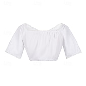 ieftine Dirndl-Rochie de dirndl cu flori pentru femei cu șorț roz și bluză pentru festivalul de bere Oktoberfest Wiesn