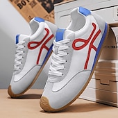 preiswerte Sneaker für Herren-weiße sportliche Herren-Sneaker mit roten und blauen Akzenten – lässig, leicht, ideal für einen aktiven Lebensstil und Outdoor-Aktivitäten