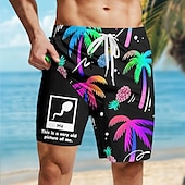 cheap Tropical Plants &amp; Flowers-Men&#039;s Coconut Tree Funny Tadpole Lined Shorts 2 in 1 Board Shorts Swim Shorts Mid Waist Hawaiian Holiday Side Pockets With Compression Liner Elastic Drawstring Waist Designer Clothing Apparel