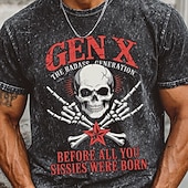 economico Magliette grafiche da uomo-Maglietta grafica da uomo con lavaggio vintage design teschio della generazione bastarda Gen X