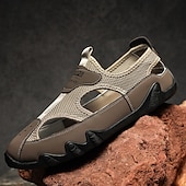 billiga Avslappnade sandaler-Herrsandaler Bruna Mesh-utomhussandaler med justerbara remmar och vadderad sula för vandring, strand och sommaräventyr