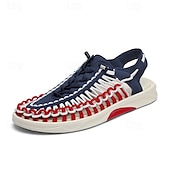 preiswerte Urlaubsandalen-Herren-Sneaker in Rot und Marineblau, Laufschuhe mit einzigartigem Schnürdesign und gepolsterter Sohle für Sport und Freizeit