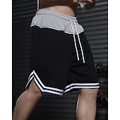 baratos Calções Estilo Casual-Homens calções atléticos Calção Shorts de basquete Bolsos Com Cordão Cintura elástica Riscas Conforto Respirável Curto Ao ar livre Esportes Clássico Casual Preto Vermelho