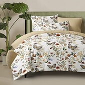cheap 100% Cotton-Flowers Duvet Cover 100% Cotton Full Size Bedding Set Bed Sets Quilt Cover Soft Lightweight Comforter Cover with 2 Pillowcases for All Season