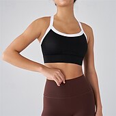 abordables Camisa de Mujer-Mujer sujetador de tenis Sujetadores de Deporte A Prueba de Golpes Dispersor de humedad Transpirable Tenis Golf pepinillo Cuello halter Negro Blanco Azul Ropa de tenis
