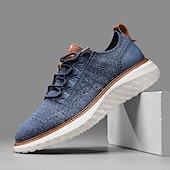 Χαμηλού Κόστους Ανδρικά Sneakers-Ανδρικά Αθλητικά Παπούτσια Τρέξιμο Περπάτημα Αθλητικό Καθημερινό ΕΞΩΤΕΡΙΚΟΥ ΧΩΡΟΥ PU Δέρμα Δίχτυ Αναπνέει Άνετο Αντιολισθητικό Δαντέλα μέχρι πάνω Μπλε Χακί Άνοιξη Φθινόπωρο Χειμώνας