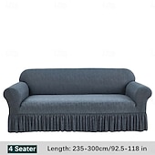 economico Copridivano-Copridivano 1 pz con dettagli a balze, alla moda, elastico, aderente, in poliestere e spandex, stile copridivano, elasticizzato, lavabile in lavatrice, stampa reattiva - adatto per poltrone
