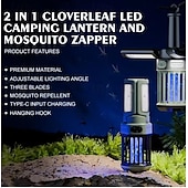 Недорогие Ошибка Zapper-электрическая лампа от комаров с кемпинговым светом, уличная лампа от комаров, двойная функция мухоловки и кемпингового фонаря, портативная и перезаряжаемая для заднего двора, кемпинга и путешествий