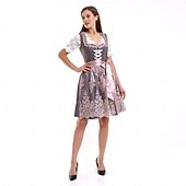 cheap Women-Oktoberfest Lace Dress Apron Dirndl Blouse Maid Bavarian German Munich Wiesn Women's Beer Festival Traditional Style Cloth