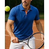 olcso Férfi ing-US Open Férfi Sportpóló POLO trikó Teniszing Tenisz póló Rövid ujjú Cipzár Nedvességelvezető Upijanje znoja Légáteresztő Tenisz Golf Pickleball Polo gallér Egyszínű Stétszürke Fekete Kék Tenisz