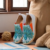 abordables Sandalias planas de mujer-Zapatos descalzos y cómodos para mujer: estampado artístico de pavo real, plantilla ergonómica, estilo resort vibrante, ideales para el hogar, el jardín, festivales de arte y días de viaje relajados.