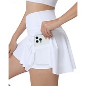 economico Gonne e Skorts da Donna-Per donna Tinta unita Gonna casual Gonne da tennis con pantaloncini Arricciato Traspirante Tennis Golf Pickleball Nero Bianco Rosa Abbigliamento da tennis