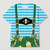 Недорогие футболки-Октоберфест Печать на Lederhosen Как у футболки баварский Мюнхен Немецкий Графический Назначение Муж. Взрослые Карнавал Октоберфест 3D печать Для вечеринок