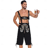 tanie Mężczyźni-Oktoberfest Haft Lederhosen bawarski Niemiecki Monachium Łąki Męskie Impreza Festiwal Piwa Tkanina w stylu tradycyjnym