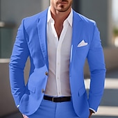 preiswerte Herren Klassische Blazer-Herren Abschlußfeier Blazer Geschäft Cocktailparty Hochzeitsfeier Mode Lässig Frühling &amp; Herbst Polyester Einfarbig Knöpfe Tasche Bequem Einreihig Blazer Hellrosa Gelb Rosa Königliches Blau
