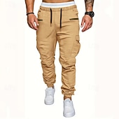 economico Pantaloni cargo-Per uomo Pantaloni Cargo Pantaloni Elastico in vita Coulisse Multi-tasche Semplice Indossabile All'aperto Quotidiano Campeggio &amp; Escursionismo Moda Classico Nero Verde militare