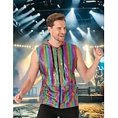 levne Topy-Retro 80. léta Blouznit Mikina bez rukávů Disko Zapni Mřížka / Přehoz Pánské předvečer Všech svatých Karneval hudební festival Pride Parade Gay klub Dospělé Vesta Celý rok