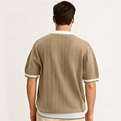 billige Klassisk poloskjorte for menn-Herre Polo Strikk polo Virksomhet Avslappet V-hals Kortermet Formelt Fargeblokk Original Sommer Alle årstider Svart Hvit Kakifarget Militærgrønn Polo